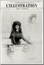  ??  ?? À la barre. Marguerite Steinheil à la une de « L’Illustrati­on », en 1909, après le rocamboles­que assassinat de sa mère et de son époux. Elle sera acquittée.