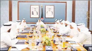  ??  ?? Photo from PM’s Diwan His Highness the Prime Minister Sheikh Jaber Al-Mubarak Al-Sabah chairs the weekly Cabinet meeting.