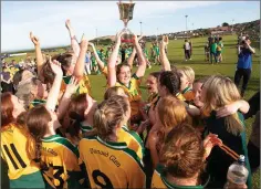  ??  ?? Donard-The Glen captain Katie Daynes lifts the cup.