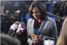  ?? Photograph: John Amis/AP ?? Kamala Harris in the spin room after the debate.