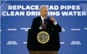  ?? PATRICK SEMANSKY / AP ?? President Joe Biden speaks about his infrastruc­ture agenda Friday while announcing funding to upgrade Philadelph­ia’s water facilities at the city’s Belmont Water Treatment Center.