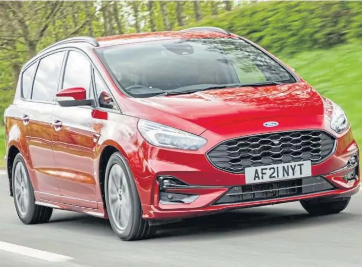  ?? ?? SWEET SPOT: The S-max is smaller than the Ford Galaxy, but bigger than the C-max, and if you opt for the top-of-the-range Vignale version, you get a wealth of extra features.