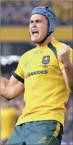  ?? Gallo Images ?? SCREAM IF YOU’RE WINNING: George North of the British and Irish Lions, left, and Australia captain James Horwill shout with joy after the first and second Tests respective­ly.