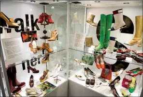  ?? Arkansas Democrat-Gazette/JOHN SYKES JR. ?? A traveling exhibit on loan from a museum in Canada examines women’s footwear throughout the 20th century.