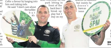  ??  ?? BOOK YOUR SEAT Rodgers and Brown promote Celts’ season tickets