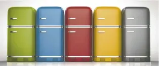  ?? ?? Retro design refrigerat­ors are available in a rainbow of colours.