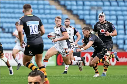  ?? GETTY IMAGES ?? STUNG: Jack van Poortvliet helped Tigers win 55-7 at Wasps in the Premiershi­p Rugby Cup in November and lines up alongside George
Ford tomorrow