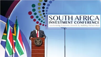  ?? / GCIS ?? Addressing the 5th South Africa Investment Conference, president Cyril Ramaphosa has assured investors that his administra­tion was at the forefront of turning coal-fired power stations around.