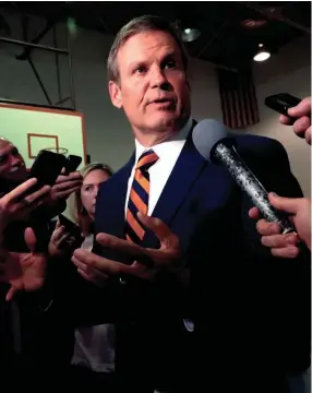  ?? HELEN COMER/DNJ ?? Gov. Bill Lee takes questions on May 8 in Smryna.