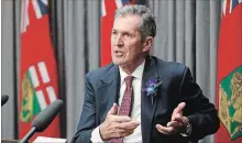  ?? JOHN WOODS
THE CANADIAN PRESS ?? “If there’s anything we can do better, we need to find ways to do things better,” Manitoba Premier Brian Pallister said Tuesday.