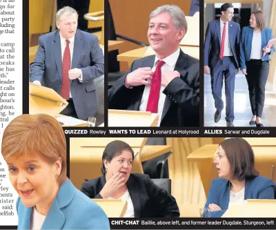  ??  ?? QUIZZED Rowley WANTS TO LEAD Leonard at Holyrood CHIT-CHAT Baillie, above left, and former leader Dugdale. Sturgeon, left