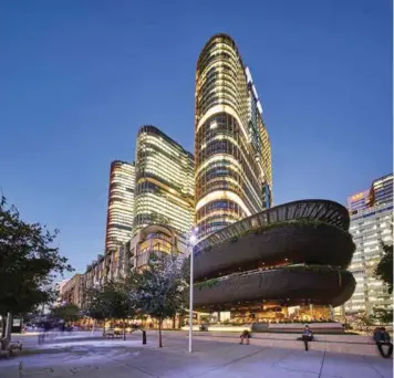  ?? LENDLEASE ?? The completed three office towers at Lendlease’s Barangaroo South on the western edge of the Sydney CBD