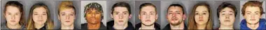  ?? PHOTOS COURTESY OF THE SARATOGA COUNTY SHERIFF’S OFFICE ?? This composite image shows 10 suspects facing charges from a Nov. 25 party in Ballston. They are, from left, Alana Dalton, Angel Rogers, Chad Cruger, Charles Bennifield Jr., Connor Pressley, Dillion Poirier, James Schmidt, Tiffany McCarthy, Tyrese...