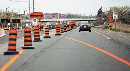  ?? BOB TYMCZYSZYN TORSTAR ?? Roadwork threatened to create a traffic nightmare in the rough triangle formed by the Thorold Tunnel, Highway 406 and Beaverdams Road. The roadwork on Beaverdams will be paused until one of the tunnel tubes reopens on Monday.