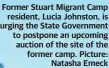  ?? ?? Former Stuart Migrant Camp resident, Lucia Johnston, is urging the State Government to postpone an upcoming auction of the site of the former camp. Picture: Natasha Emeck