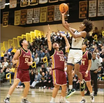  ?? PHOTO BY NICK KOON ?? Temecula Valley’s Jeremiah Profit looks to score in the second half of the CIF-SS Division 4A semifinals Friday.