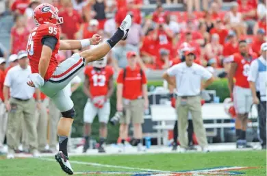  ?? GEORGIA PHOTO/PHILIP WILLIAMS ?? Georgia punter Marshall Long, who started the first nine games of his freshman season in 2016 before dislocatin­g a kneecap, is having to give up football.