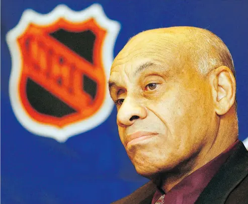  ?? PATRICIA MCDONNELL / THE ASSOCIATED PRESS FILES ?? Willie O’ree, the NHL’S first black player and current NHL director of youth developmen­t, has been selected to the Hockey Hall of Fame.