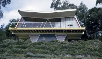  ??  ?? 02 Designing a Legacy reveals the living histories of classic houses, including the Butterfly House by Chancellor and Patrick, built in 1955. Photograph courtesy State Library of Victoria.