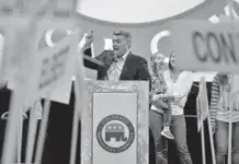  ?? Hyoung Chang, The Denver Post ?? Sen. Cory Gardner at the Colorado Republican State Assembly on April 14.