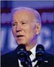  ?? EVAN VUCCI — THE ASSOCIATED PRESS ?? President Joe Biden delivers remarks to the 2023 Internatio­nal Associatio­n of Fire Fighters Legislativ­e Conference on Monday in Washington.