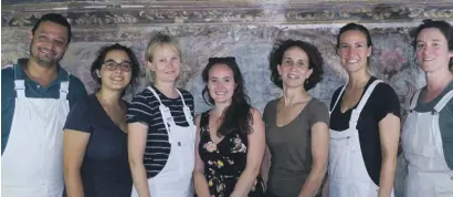  ??  ?? The Team involved in the conservati­on of the Chapel –Michel Salameh, Nathalie Debono, Helene Nuland, Lara Marie Walker, Roberta De Angelis, Chiara Pasian, Jennifer Porter