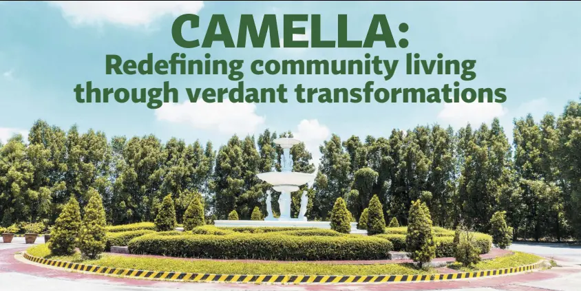  ?? ?? Well-manicured rotundas play host to European-inspired fountains and a variety of plants and trees in Camella Baliwag.