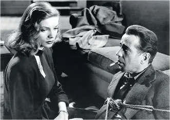  ?? WARNER BROS. ?? Lauren Bacall, left, and Humphrey Bogart starred in the 1946 film adaptation of The Big Sleep.