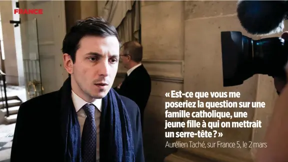  ??  ?? Dérapage. Aurélien Taché, député du Vald’Oise, a, sur France 5, dans l’émission« C l’hebdo », le 2 mars, établi un parallèle entre le voile et le serre-tête.