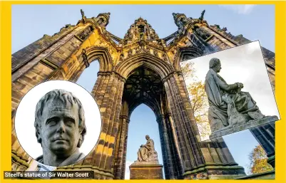  ??  ?? Steell's statue of Sir Walter Scott