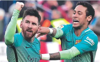  ??  ?? FIGURAS. Messi y Neymar son dos armas en el ataque del Barcelona con las que hoy harán frente al Celta en su meta de mantener el liderato.