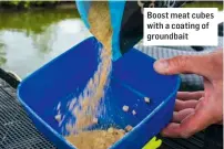  ??  ?? Boost meat cubes with a coating of groundbait