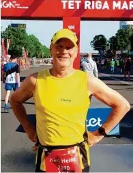  ?? Foto: Berger ?? Bewältigte unlängst in Lettland seinen 100. Marathon: Karl-Heinz Berger aus Friedberg.