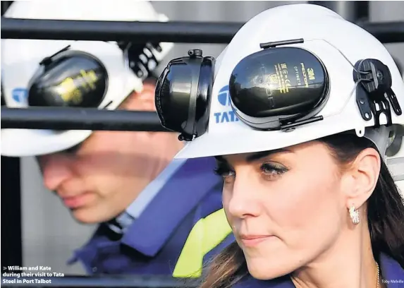  ?? Toby Melville ?? > William and Kate during their visit to Tata Steel in Port Talbot
