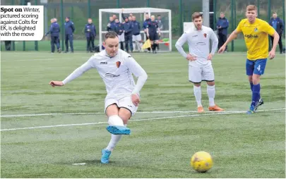  ??  ?? Spot on Winter, pictured scoring against Colts for EK, is delighted with the move