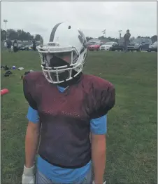  ?? MEDIANEWS GROUP PHOTO ?? Garnet Valley senior running back/defensive end Sam Morin, sporting a mask at a recent practice.