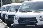  ?? MARTA LAVANDIER — THE ASSOCIATED PRESS FILE ?? Ford E-Transit electric vans are displayed at a Gus Machado Ford dealership in Hialeah, Fla., on Jan. 23.