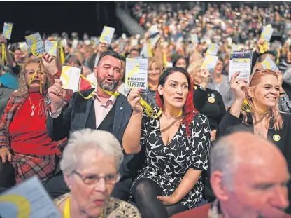  ?? Picture: Getty. ?? Delegates at the SNP conference in Glasgow, at which Edinburgh MP Joanna Cherry stoked controvers­y over her comments on a second referendum.