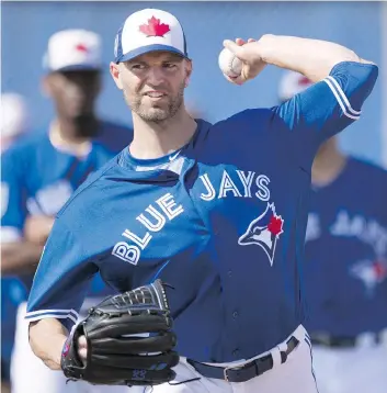  ?? FRANK GUNN / THE CANADIAN PRESS ?? Lefty J.A. Happ will be the Toronto Blue Jays’ opening day starter. The Jays begin their 2018 MLB campaign against the AL East favourite New York Yankees next Thursday.
