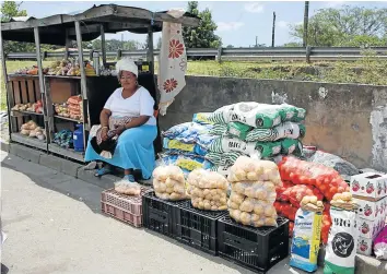  ?? Picture: MBALI TANANA ?? HOPEFUL: Nonzukiso Dyubele sells fruit and vegetables in Berlin. She is looking forward to seeing the stalls put up in her trading zone and handed over to hawkers.