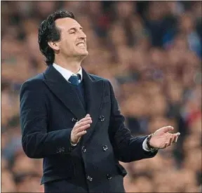  ??  ?? Unai Emery a échoué à deux reprises en 8es de finale de Ligue des champions.