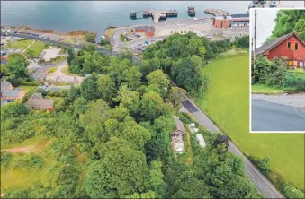  ??  ?? Left: An aerial view of the site near Brodick ferry terminal.