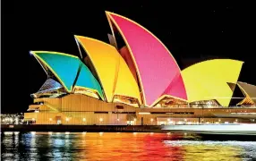  ??  ?? The sails of the Sydney Opera House lit as a symbol of solidarity with the people of Sri Lanka post Easter Sunday attacks.