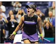  ?? (AP file photo) ?? Bianca Andreescu is playing in this year’s Australian Open, her first tournament since tearing a meniscus in her left knee a month after winning the 2019 U.S. Open.
