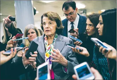  ?? AP/J. SCOTT APPLEWHITE ?? Sen. Diane Feinstein said Thursday she was “delighted” that Sen. Charles Grassley intends to release transcript­s of their committee’s interviews with Donald Trump Jr. and others who participat­ed in a June 2016 meeting at Trump Tower with a Russian...