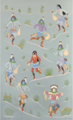  ??  ?? 5. Untitled painting of Yeibichai Ceremony, ca. 1970s, watercolor, 37 x 19"