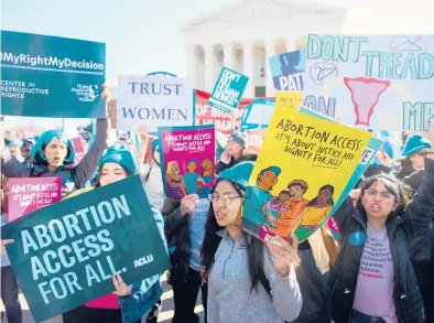  ?? SAUL LOEB/AFP ?? Activists supporting legal access to abortion protest last year outside the U.S. Supreme Court in Washington.