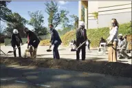  ?? Brian A. Pounds / Hearst Connecticu­t Media ?? Museum leaders, donors, elected officials break ground on a major addition at the Bruce Museum on Thursday.