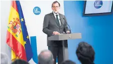  ?? Afp ?? ANUNCIO. El presidente de España, Mariano Rajoy, ayer en una conferenci­a durante una cumbre de líderes en Bruselas.