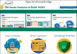  ??  ?? Auch am Browser hat Microsoft geschraubt: Edge wird interaktiv­er und ermöglicht nun über die Funktion „Frag Cortana“die einfachere Recherche im Internet.